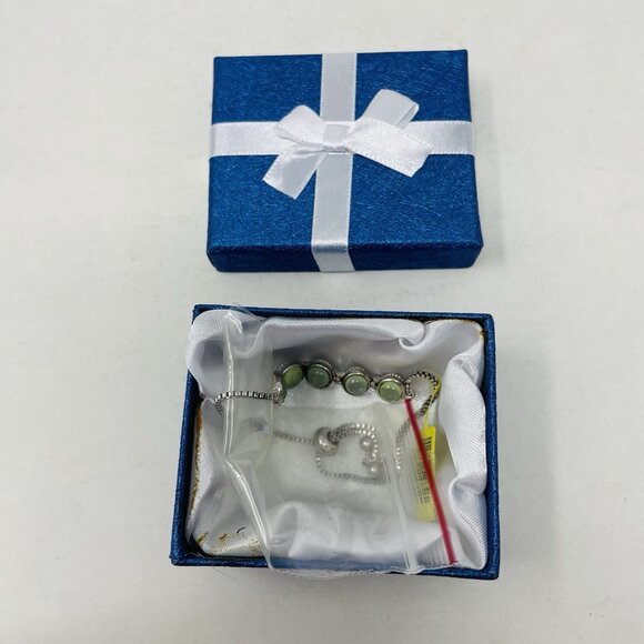 KARIS Green Chalcedony Platinum Bond Brass Bolo Bracelet Adjustable 5047 - Picture 4 of 4